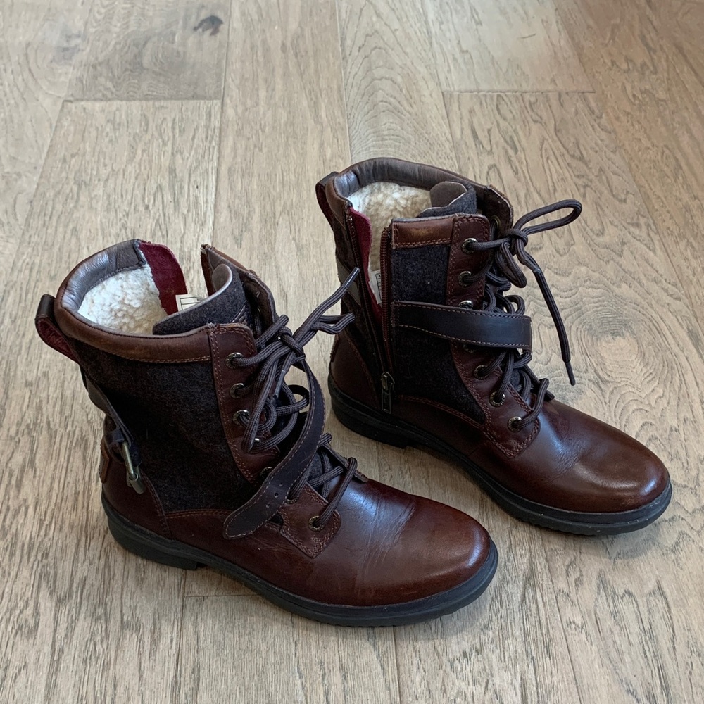 UGG Women's Brown Lace-Up Kesey Boot Size 6